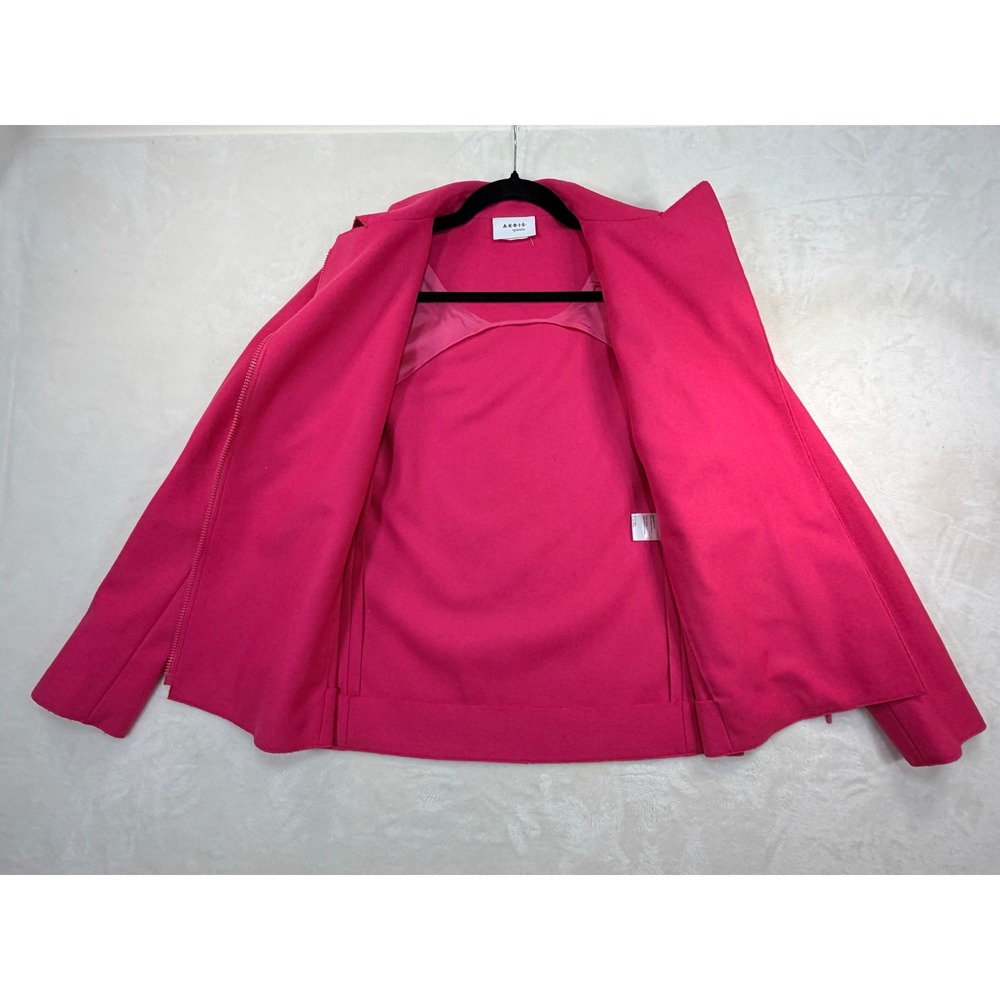 Akris Punto Pink Wool Blend Moto Jacket Women 4 Fair - Picture 4 of 16